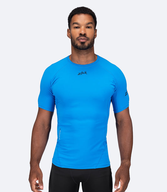 Muška majica s osnovnim slojem kratkih rukava Eco Spandex LT - cijan