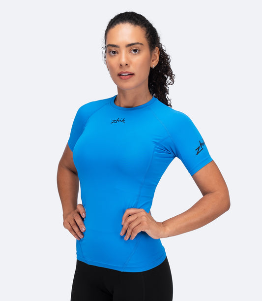 Ženska majica s osnovnim slojem kratkih rukava od Eco Spandex LT - cijan